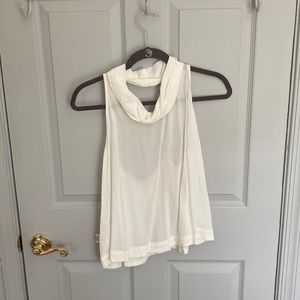 Free People White High Neck Backless Tank Top